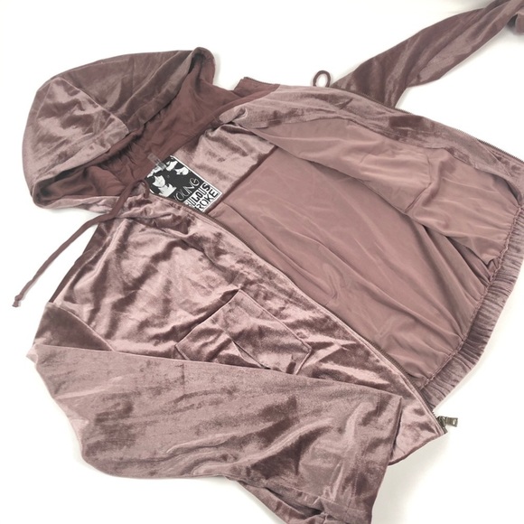 Young Fabulous & Broke Fritzy Velvet hooded zip front jacket size XS - Picture 5 of 8